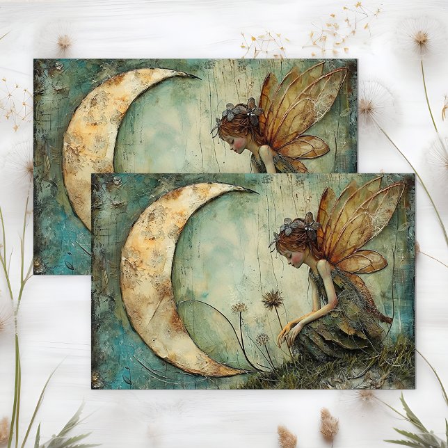 PAPIER MOUSSELINE DÉCOUPAGE LUNE FAIRY (MOON FAIRY DECOUPAGE TISSUE PAPER)