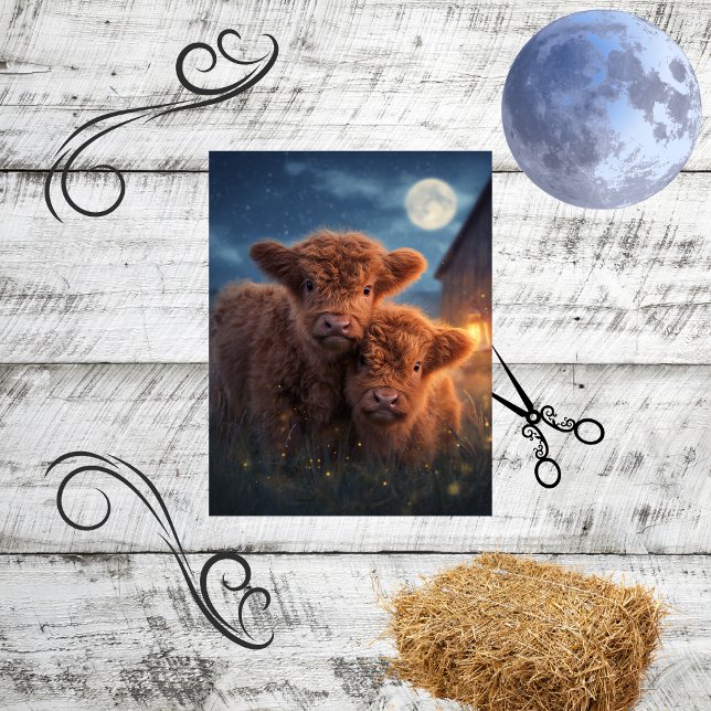 Papier Mousseline Découpage Lune Nuit Highland Maman & Baby (Créateur téléchargé)