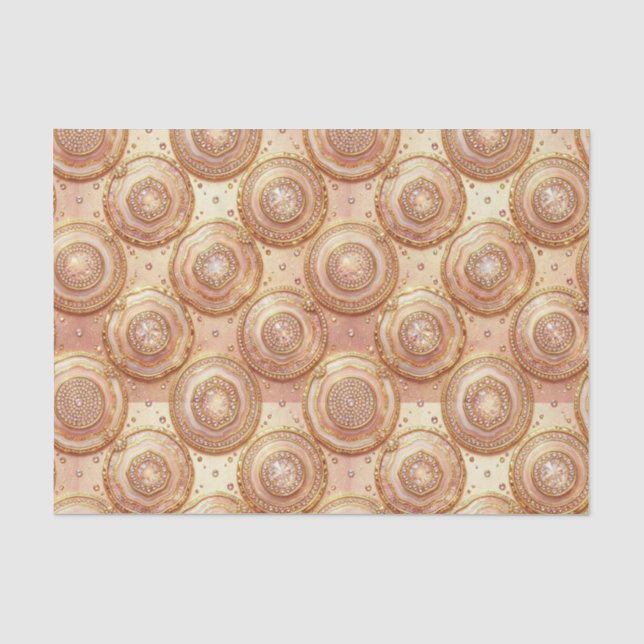 Papier Mousseline Découpage Luxueux | Géode d'agate Rose Gold + Or (Recto)