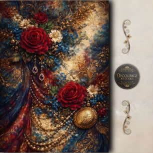 Papier Mousseline Découpage Luxueux Or Rose Baroque