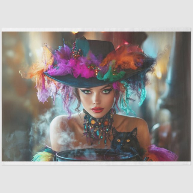 Papier Mousseline Découpage Magie Whimsical Bonne sorcière (Recto)