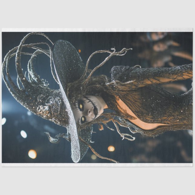 Papier Mousseline Découpage Magique Black Ornate Sorcière Costume (Recto)