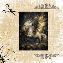 Papier Mousseline Découpage Magique Unicorne Golden Sparkle Celestia