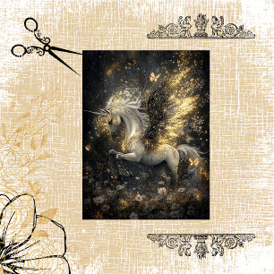 Papier Mousseline Découpage Magique Unicorne Golden Sparkle Celestia