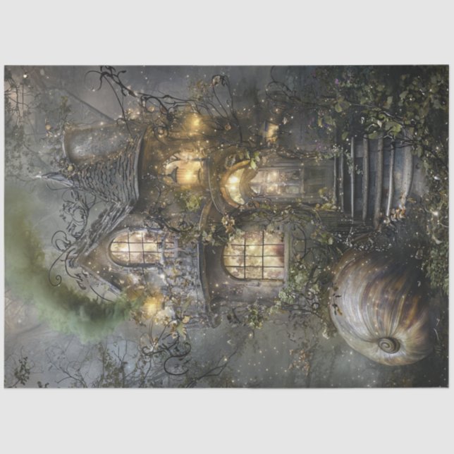 Papier Mousseline Découpage Maison d'arbre de forêt de contes de fée (Recto)