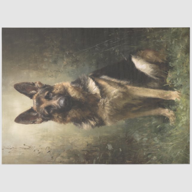 Papier Mousseline Découpage Majestic Allemande Shepard Potrait Portr (Recto)