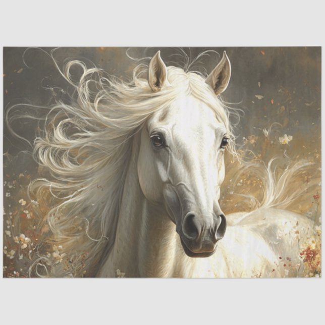Papier Mousseline Découpage Majestic Horse Portrait Peinture Dream (Recto)