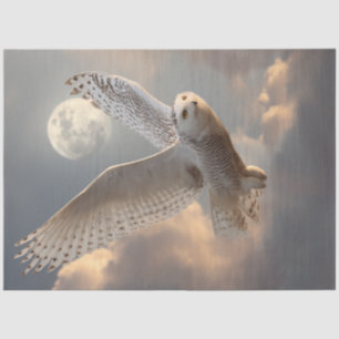 Papier Mousseline Découpage Majestic White Owl Flying Moon