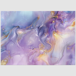 Papier Mousseline Découpage Marbre Faux Finition Purple Or Bleu