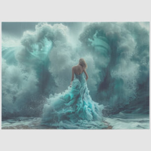 Papier Mousseline Découpage Mesmerizing Beach Femme Turquoise Vert