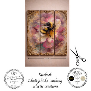 Papier Mousseline Découpage Meuble Vintage Art Floral Abeille à miel
