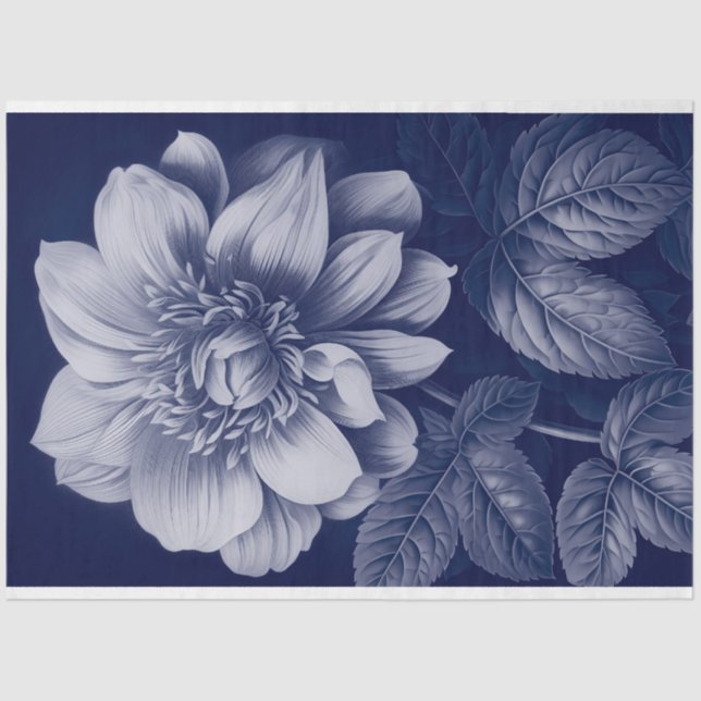Papier Mousseline Découpage mobilier daliah marine bleu monochromati (Recto)