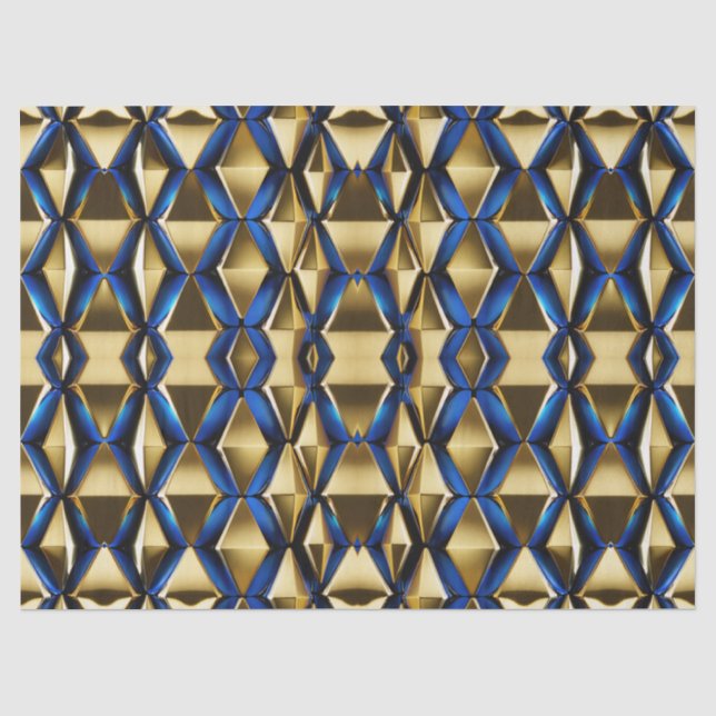 Papier Mousseline Découpage moderne à motif or et saphir (Recto)