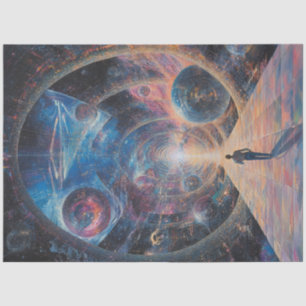 Papier Mousseline Découpage Monde cosmique des Galaxies Planètes Éto