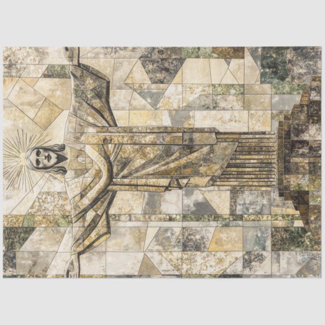 Papier Mousseline Découpage mosaïque Christ la statue du Rédempteur  (Recto)