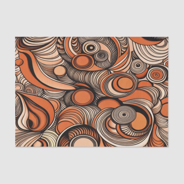 Papier Mousseline Découpage Motif Abstrait Orange Peach Moderne (Recto)