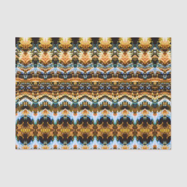 Papier Mousseline Découpage Motif Brown vintage Bleu antique (Recto)