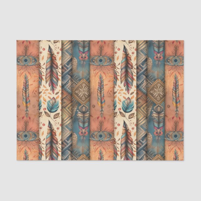 Papier Mousseline Découpage motif cool Boho Ouest carrelé (Recto)