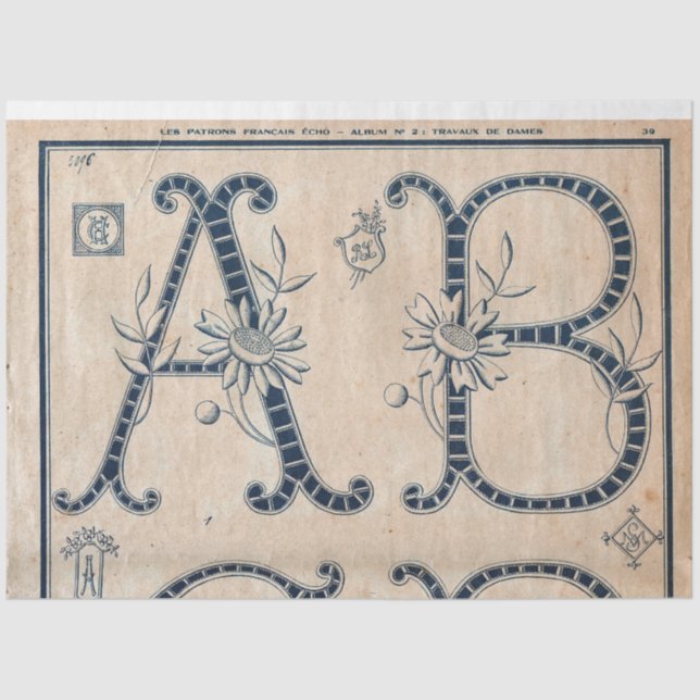 Papier Mousseline Découpage Motif de broderie ou Cadeau (Recto)