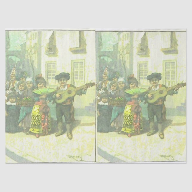 Papier Mousseline Découpage Motif espagnol mignon et emballage cadea (Recto)