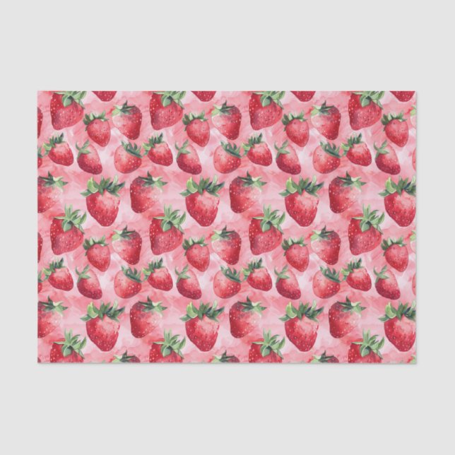 Papier Mousseline Découpage Motif rose fraise (Recto)