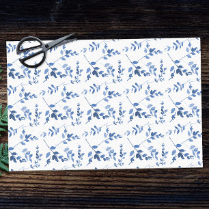 Papier Mousseline Découpage Motif simple Bleu Botanique