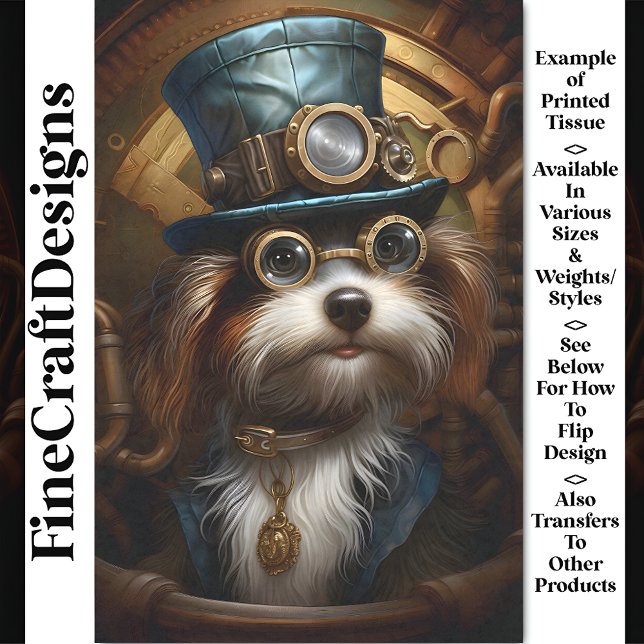 Papier Mousseline Découpage Mousseline Steampunk Chien Encre Fausse  (Créateur téléchargé)