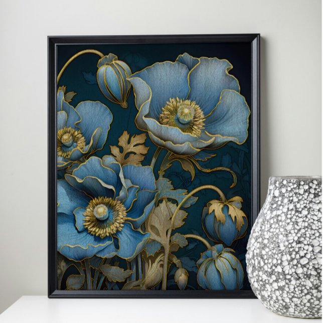 Papier Mousseline Découpage Mystic Blue Poppies (Créateur téléchargé)