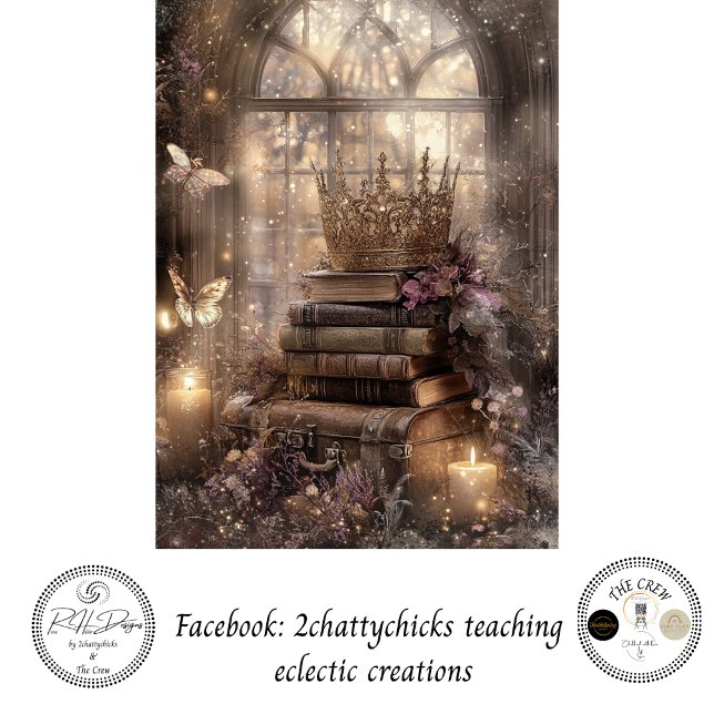 Papier Mousseline Decoupage Mystical Fantasy Crown Books Candlelight (Créateur téléchargé)