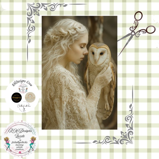 Papier Mousseline Decoupage Mystical Woman In Ivory With Owl  (Créateur téléchargé)