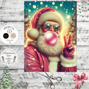 Papier Mousseline Decoupage Noël Santa Signe de Paix Bubble Gum