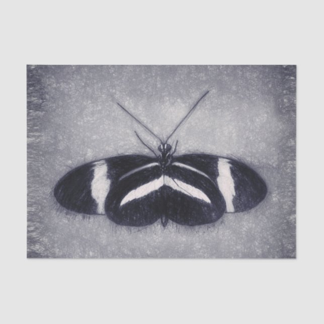 Papier Mousseline Découpage noir blanc antique Vintage papillon (Recto)