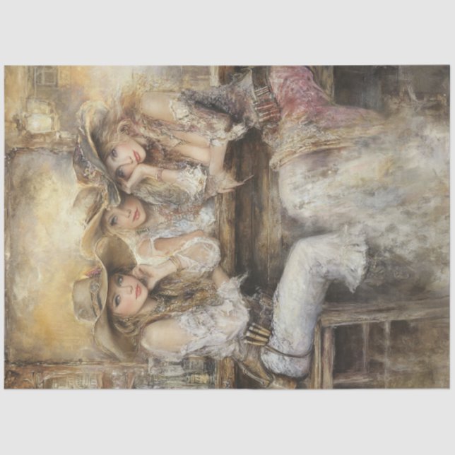 Papier Mousseline Découpage Nostalgale Dames Western Saloon (Recto)