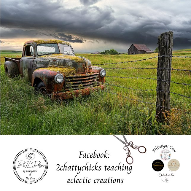 Papier Mousseline Découpage Nostalgale Rouille Camion Rouge Vielle g (Créateur téléchargé)