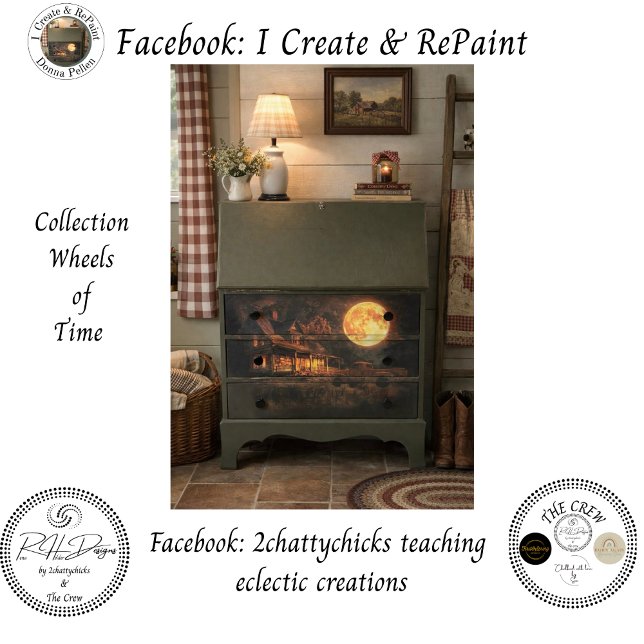 Papier Mousseline Decoupage Nostalgic Rustic Farmhouse Moon  (Créateur téléchargé)
