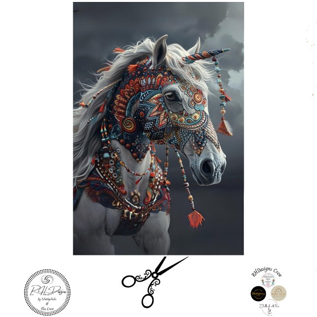 Papier Mousseline Découpage numérique indienne peinte par une tribu (Créateur téléchargé)