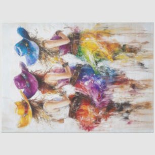 Papier Mousseline Découpage Occidentale Cowgirls Vibrantes Couleurs 