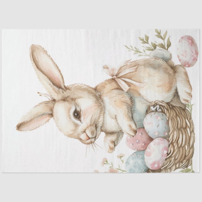 Papier Mousseline Découpage Oeufs de lapin de Pâques Décorations (Recto)