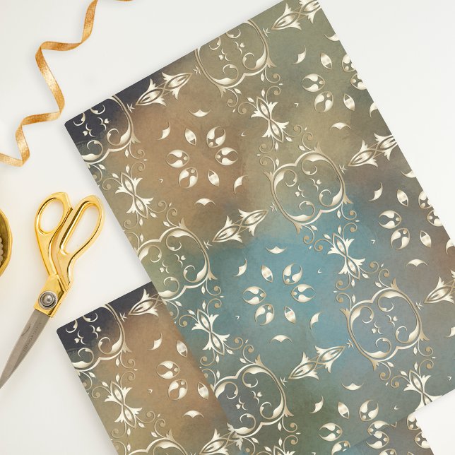 Papier Mousseline Découpage Ornat classique Faux Gold Damask (Créateur téléchargé)