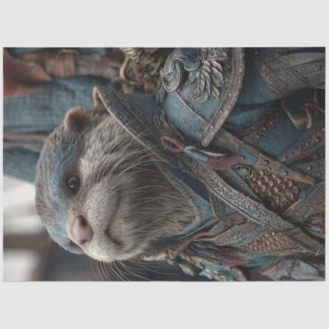 Papier Mousseline Découpage Otter Guerrier Costume bleu (Recto)