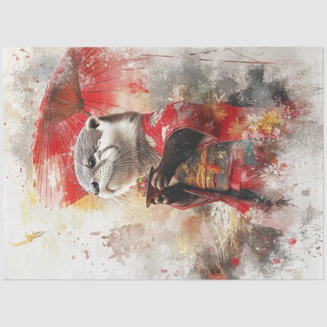 Papier Mousseline Découpage Otter traditionnel japonais (Recto)