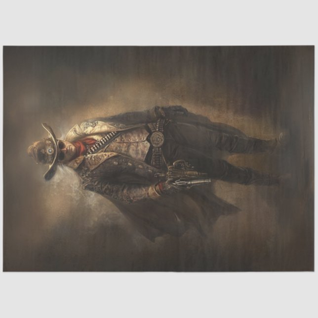 Papier Mousseline Découpage Ouest Cowboy Sherriff Wild West (Recto)