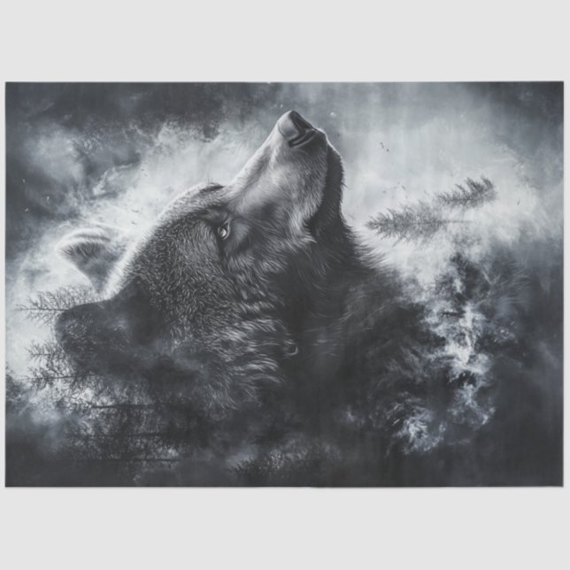 Papier Mousseline Découpage Ours Pleine lune Arrière - plan Fusion A (Recto)