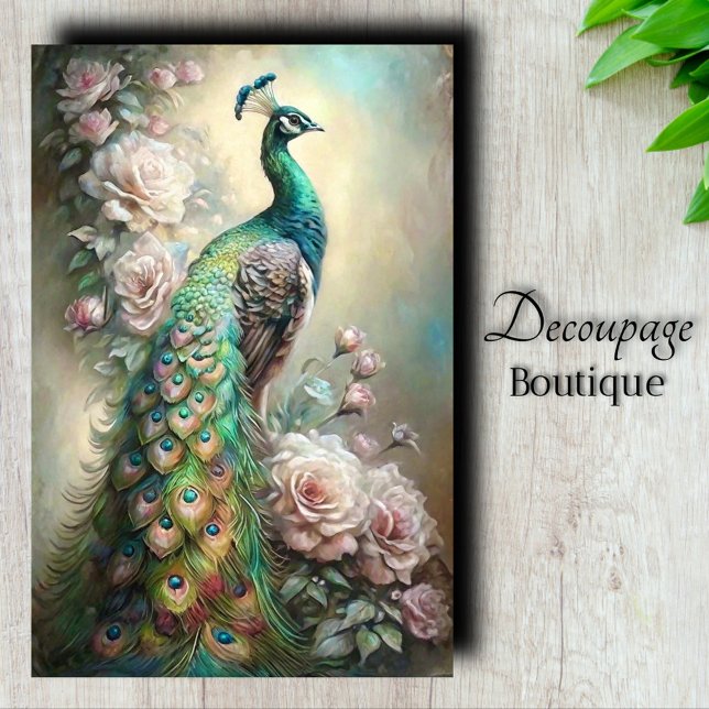 Papier Mousseline Découpage Paon Royal (Regal Peacock Decoupage Tissue Paper)
