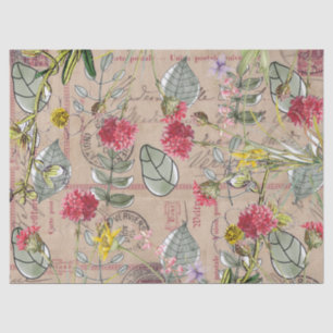 Papier Mousseline Découpage papier tissu - Carte postale Feuille flo