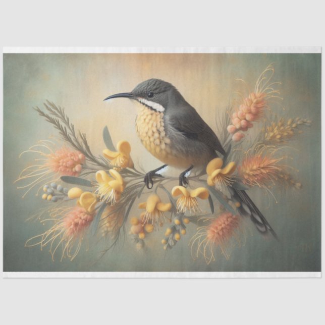 Papier Mousseline Découpage Papier Tissu Oiseau Flore Faune (Recto)