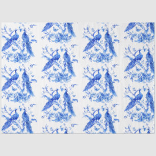Papier Mousseline Découpage Peacocs bleu porcelaine