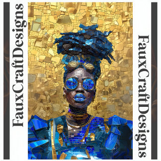 Papier Mousseline Découpage Peau foncée Femme aux lèvres bleues Faus