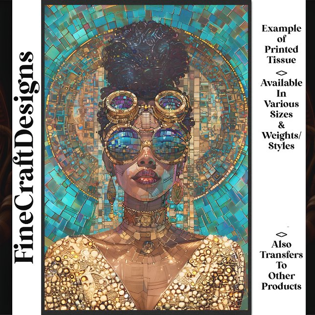 Papier Mousseline Découpage Peau foncée Femme Mosaïque Fausse Or 062 (Créateur téléchargé)