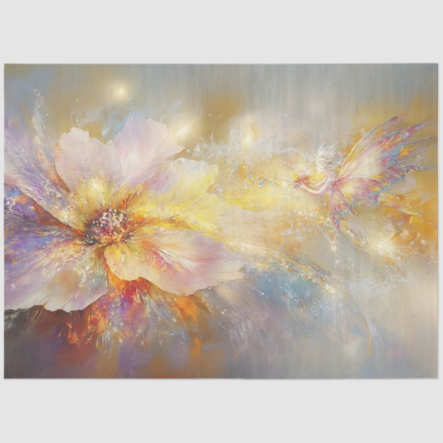 Papier Mousseline Découpage peinture Abstraite Fleur et Fée (Recto)